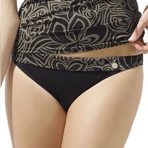 Panache Amalfi Black & Brown Bikini Bottom Size M NWT